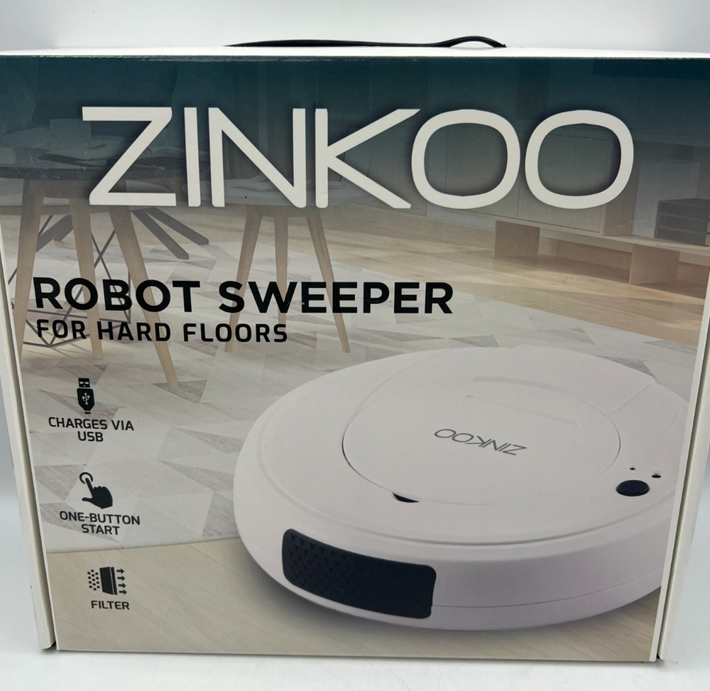 Zinkoo SR1010W Robot Sweeper Vacuum Mop Hard Floors Rechargeable New Open Box
